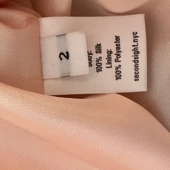 NWT Second Sight Light Pink Jacquard 100% Silk Dress Ruffled Long Sleeve Midi 2 - Picture 9 of 9